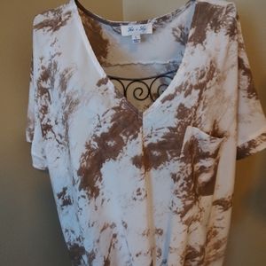 She + Sky Tie Front Top
